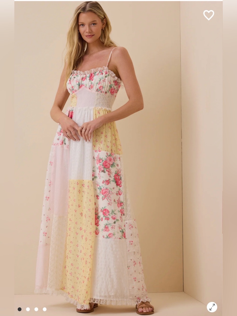 Altar'd State Pink, Yellow & White Patchwork Maxi Dress